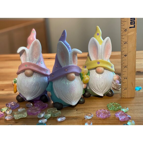 Set of 3 Easter Bunny ear gnomes Easter tiered tray Springtime decoration - Picture 12 of 12